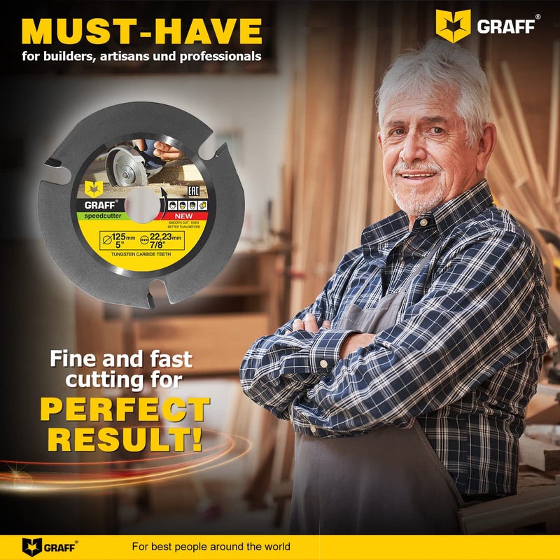 GRAFF SPEEDCUTTER 5 Inch Wood Carving Disc for Angle Grinder - Circular Saw Blade for Cutting, Sculpting & Shaping - 7/8 Inch Arbor - 125mm - Image 3